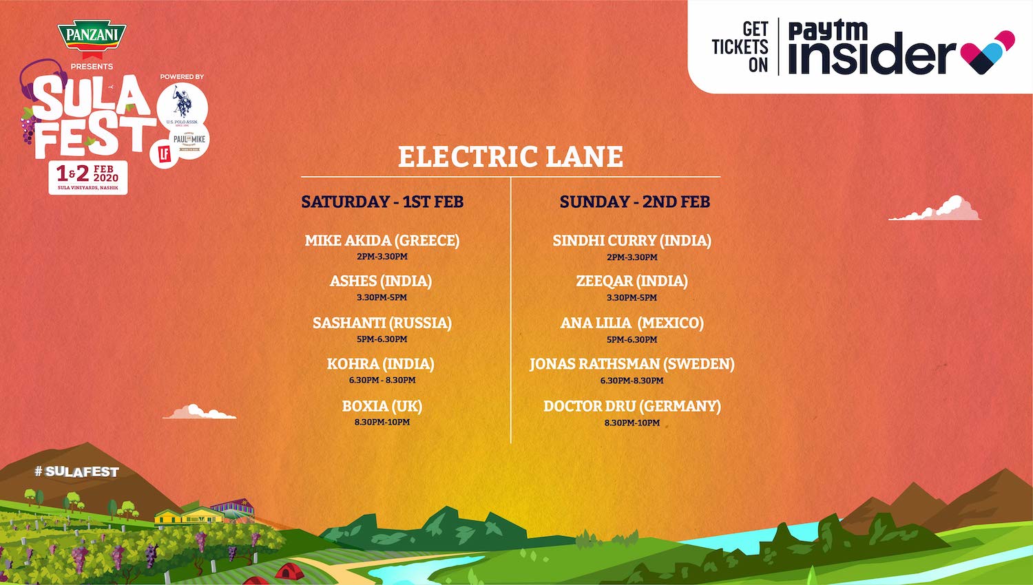 Electric Lane Schedule